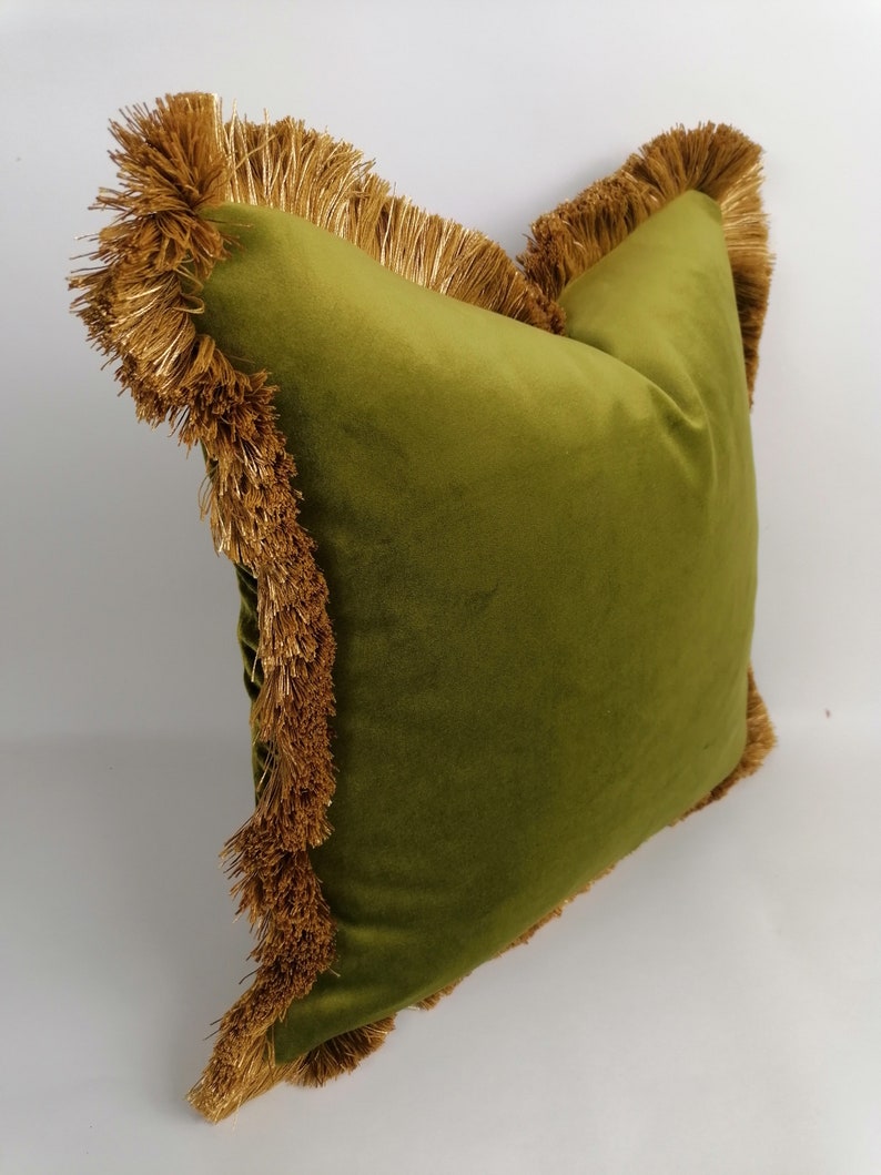 chartreuse silk velvet pillow // green silk velvet cushion image 5