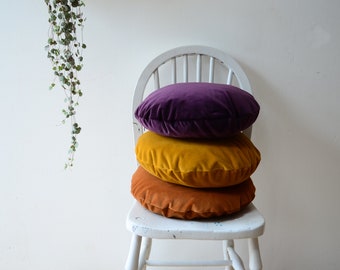 Round Velvet Cushion Pillow – Luxe Cotton Velvet Home Decor