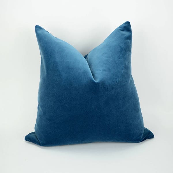 Housse d’oreiller en velours bleu ardoise // Housse de coussin en velours bleu bleu // Housse de coussin en velours bleu // Housse d’oreiller en velours bleu