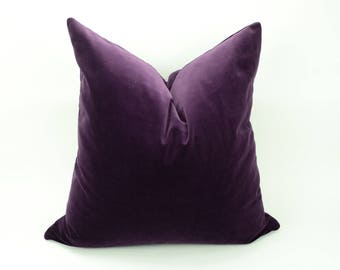 plum velvet pillow cover // plum velvet cushion // aubergine velvet pillow // dark purple velvet pillow