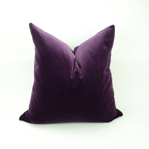 plum velvet pillow cover // plum velvet cushion // aubergine velvet pillow // dark purple velvet pillow