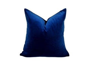 sapphire blue velvet pillow case // blue velvet cushion case // dark blue velvet pillow