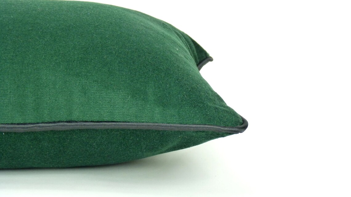 Forest Green Velvet Pillow Cover // Green and Black Pillow Etsy
