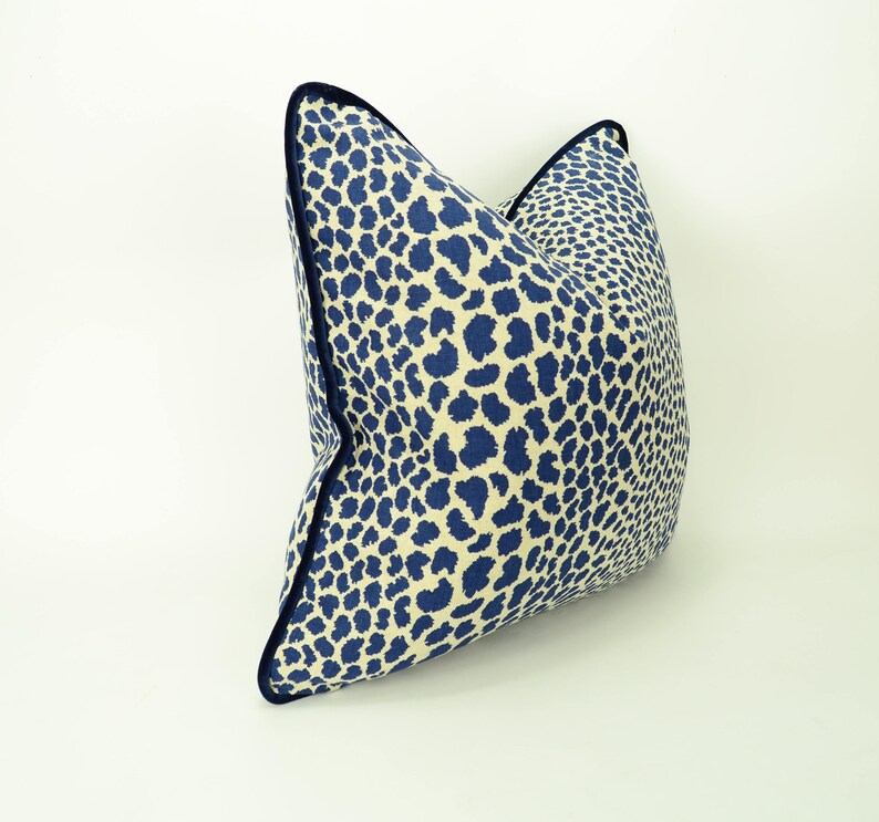 Blue Leopard Print Pillow // Leopard Print Cushion // Cheetah Etsy