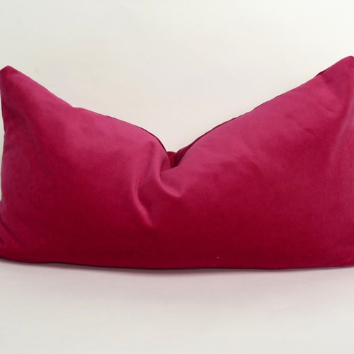 Raspberry Rectangle Velvet Pillow Case // Lumbar Velvet Etsy UK