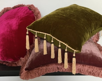 chartreuse silk velvet pillow cover // chartreuse silk velvet cushion cover // green silk velvet pillow cover