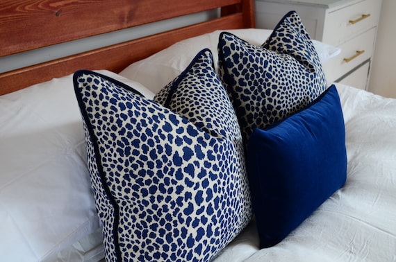 Blue leopard print pillow leopard Leopard print pillow | Etsy