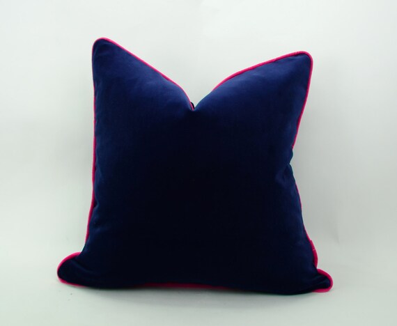 Navy and Pink Pillow Case Navy and Pink Cushion Velvet Piping Pillow Etsy Canada
