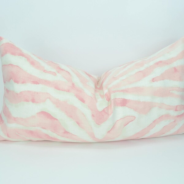 blush pillow cover // pink tiger print pillow  // pale pink pillow // pink zebra cushion