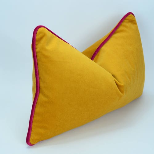 Buttercup Yellow Velvet Pillow Case // Yellow Velvet Cushion Etsy