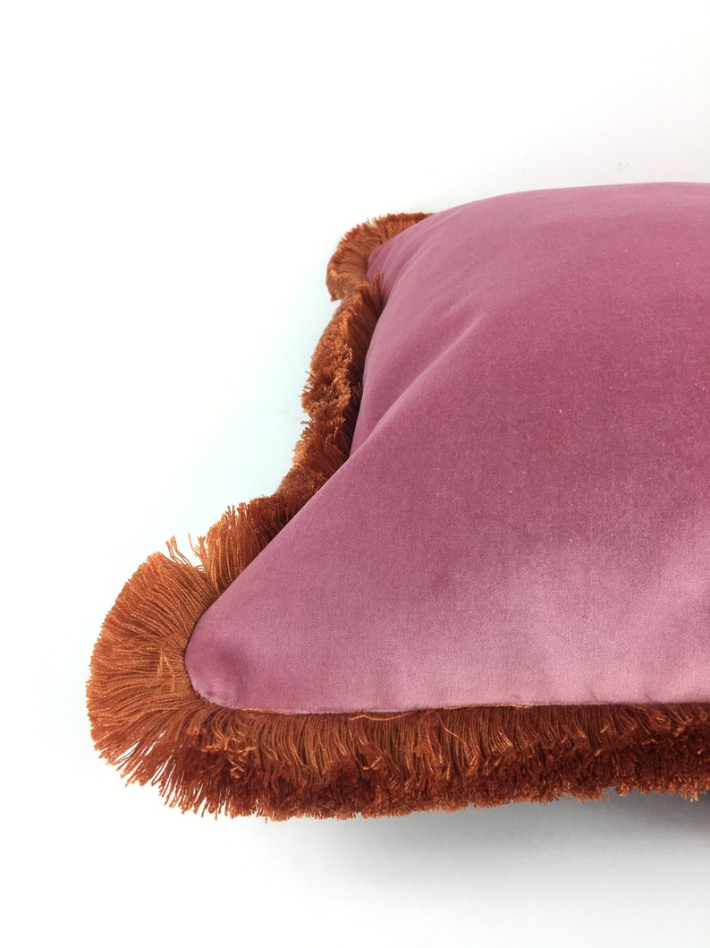 Pink and Orange Pillow Pink With Orange Fringe Pillow Pink Etsy