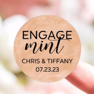 Engage Mint Stickers  - Watercolor Engagement Favor Tags - Colored Theme Thank You Favor Sticker - Custom Personalized Party Favors