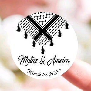 Palestine Wedding Sticker Favors - Islamic Muslim Shower or Engagement Favor Tags - Bridal Shower - Thank You Sticker - Keffiyeh Kufiyah