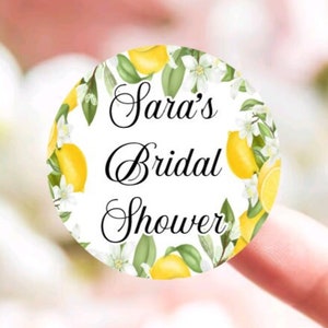 Engagement Stickers Favor Tags - Bridal Shower Lemon Citurs Theme Thank You Favor Sticker - Custom Personalized Party