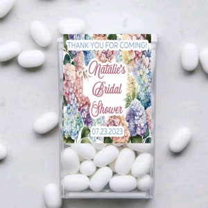 TicTac Floral Favor Tags - Bridal Shower Hydrangea Theme Thank You Favor - Custom Tic Tac Personalized Favors Engagement Stickers