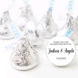 Thank You For Celebrating With Us Kiss Stickers - Wedding or Engagement Favor Tags - Bridal Shower Theme Thank You Favor Sticker ONLY