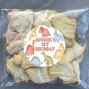 Dinosaur Birthday Personalized Party Stickers -  Custom Dino Kids Theme Thank You Favor Sticker - Choose Your Size