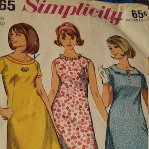 Vintage Simplicity 6465 Sewing Pattern Size  7JP One-Piece Dress  with Neckline Trims