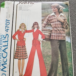 McCalls 4707 sewing pattern size 14 top, pants, dickey, and skirt uncut and ff pattern pieces
