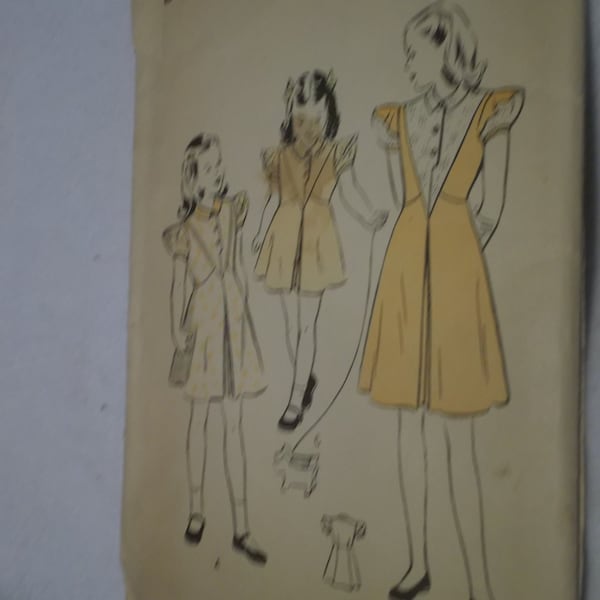 Child's One Piece Frock with Lantern Sleeves Size 8 Vintage 40s Butterick Sewing Pattern 4212