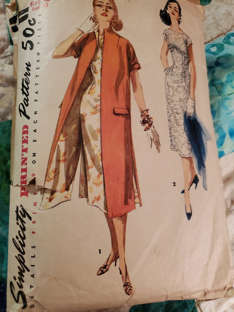 Simplicity 1638 sewing pattern size 12 dress and coat