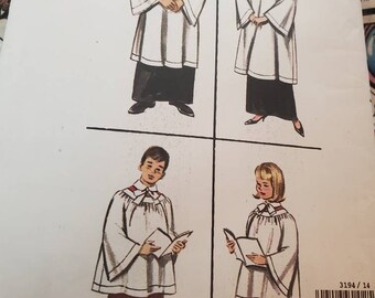 Butterick 6844 Sewing Pattern to MAKE Clergy Cassock Choir Robe or Matrix Coat Butterick 6844 Sewing Pattern to MAKE Clergy Cassock Choir Robe or Matrix Coat