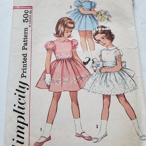 Girl Size 3 One Piece Dress,  Vintage 1960s Simplicity 4870 Sewing Pattern