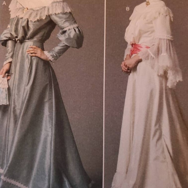 UNCUT and FF Pattern Pieces Vintage Butterick 5970 Making History 19th century Dress Sizes 8 thru 16 Victorian Dress