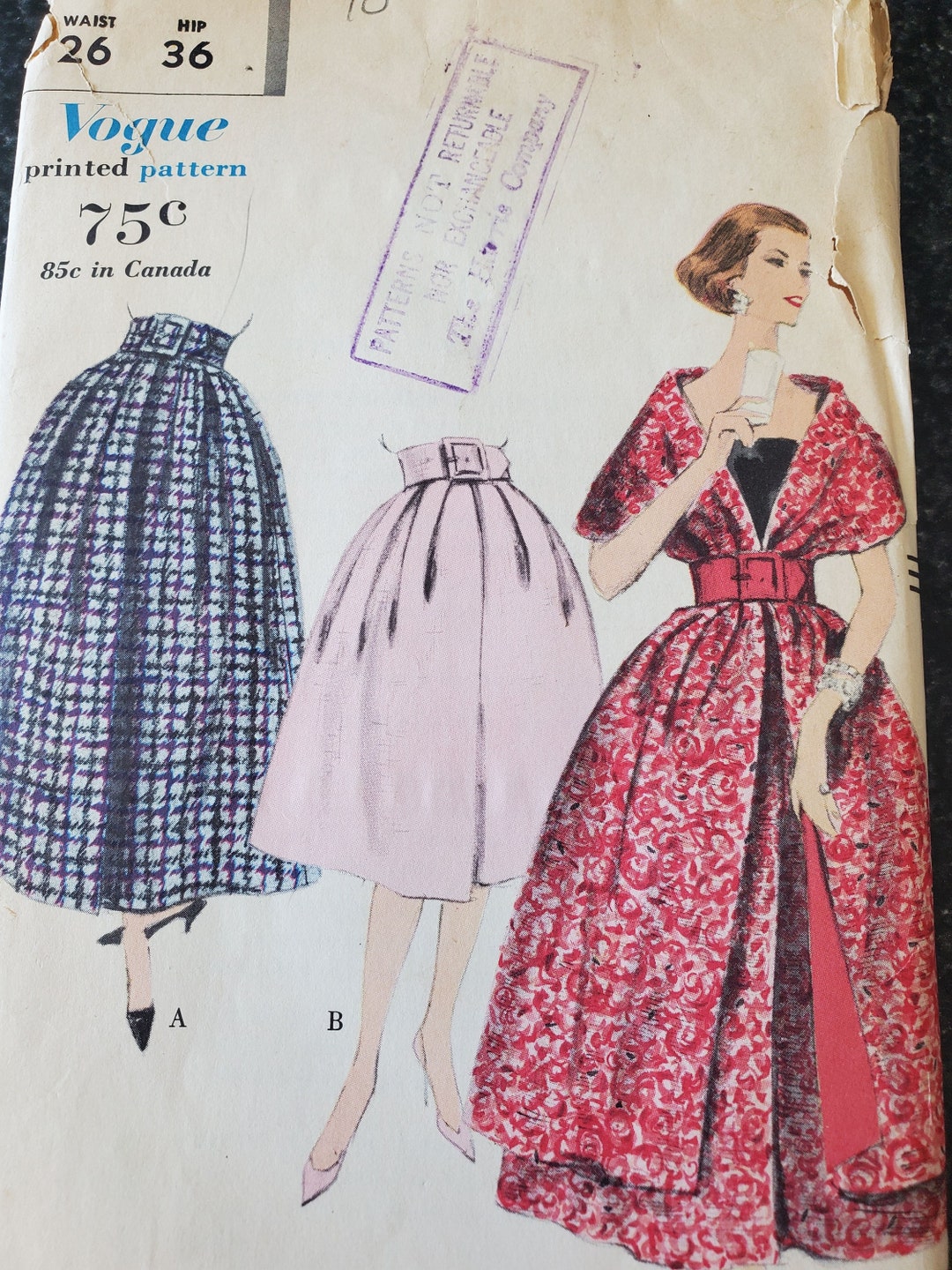 VERY RARE Uncut and Ff Pattern Pieces Vogue 9786 Sewing Pattern Skirt ...