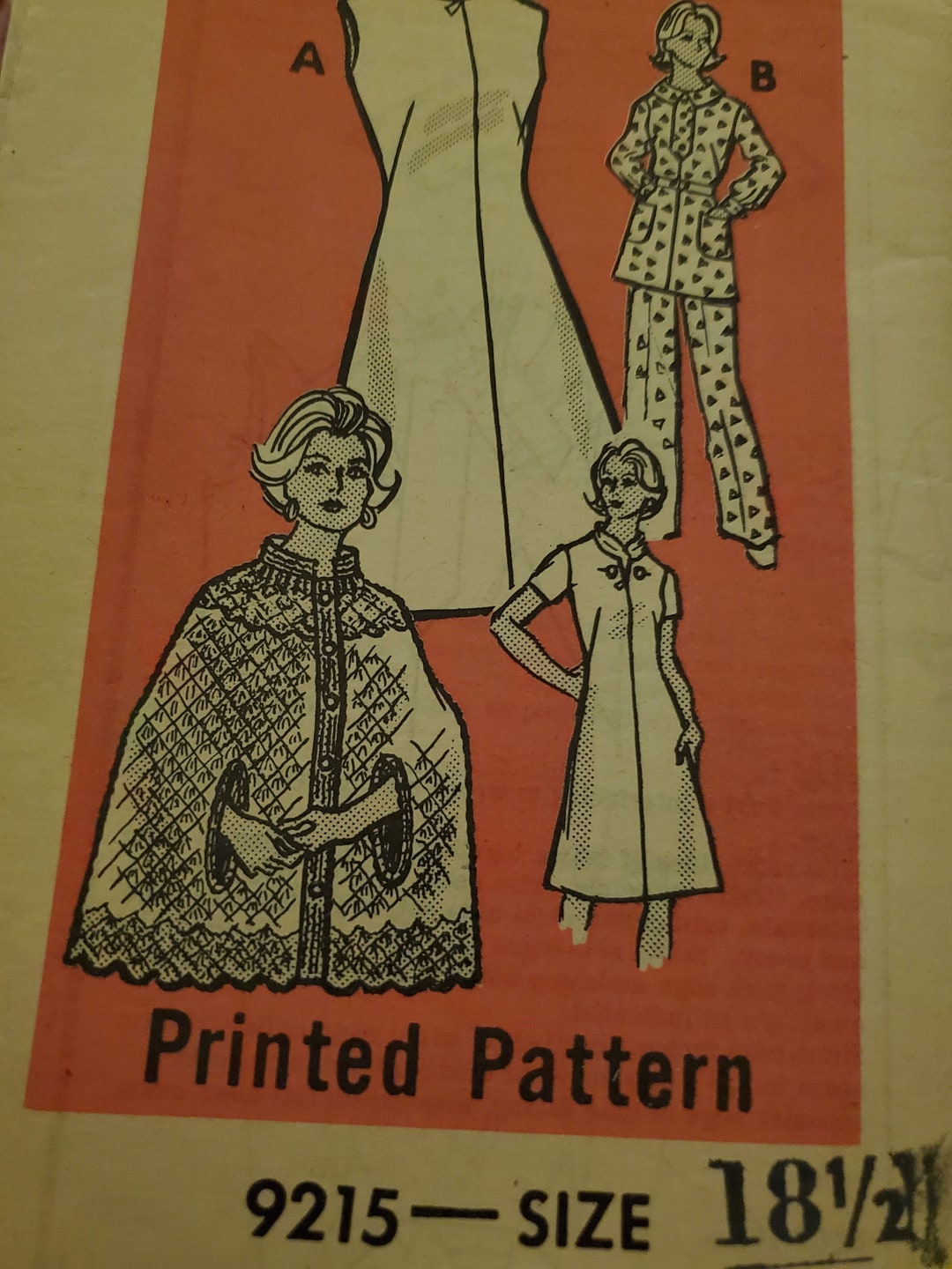 UNCUT and FF Pattern Pieces Mail Order Pattern 9215 Size 18-1/2 Dress ...