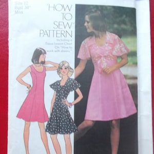Clearance Sale 1970s Size 12 Bust 34 Vintage Simplicity 6798 Sewing Pattern Short Princess Seam Dress and Top