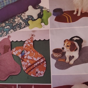 OSNITTAD och FF Mönsterdelar Vintage McCalls 3472 Katt- och hundbädd Husdjurstillbehör, halsband, Bordsunderlägg, Strump- eller fiskkudde, benkudde