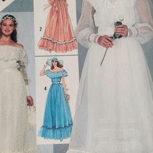 Gunne Sax Wedding Gown Formal Dresses Simplicity 5217 sewing pattern size 10 UNCUT and FF  Pattern Pieces Vintage 70s
