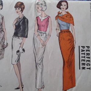UNCUT and FF Pattern Pieces Vintage Vogue 6197 Size 12 One or Two Piece Dress