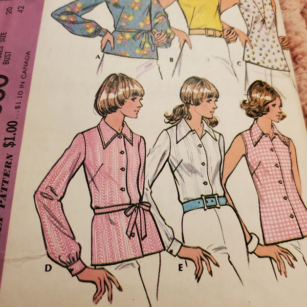 McCalls 3550 sewing pattern size 20 bust 42 set of blouses UNCUT and FF pattern pieces