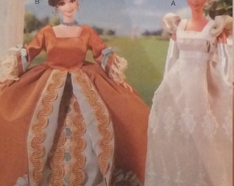 UNCUT and FF Pattern Pieces Vintage vogue 9867 Doll Clothes pattern fashion doll Historical clothes