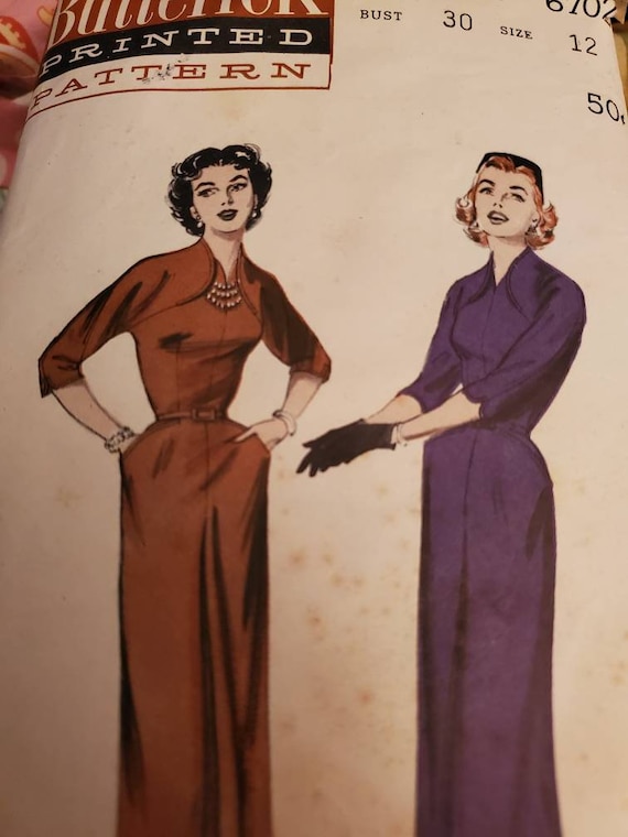 Butterick 6702 Sewing Pattern Size 12 Slim Casual With Curved