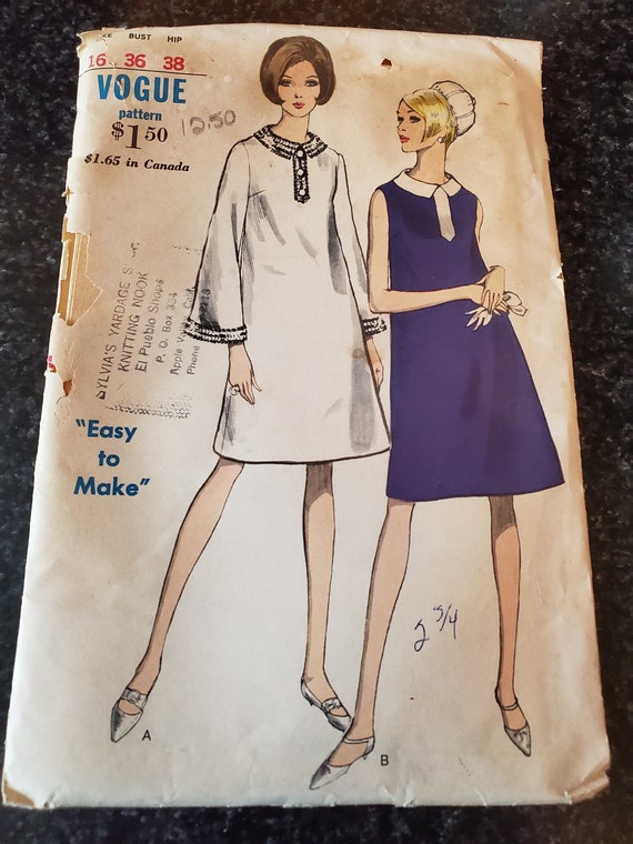 One Piece Dress Sixties Vogue 6937 Sewing Pattern Tap P S Etsy