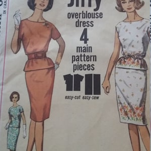 Vintage Simplicity Jiffy 4979 Sewing Pattern Size 12 Jiffy Dress Overblouse Dress