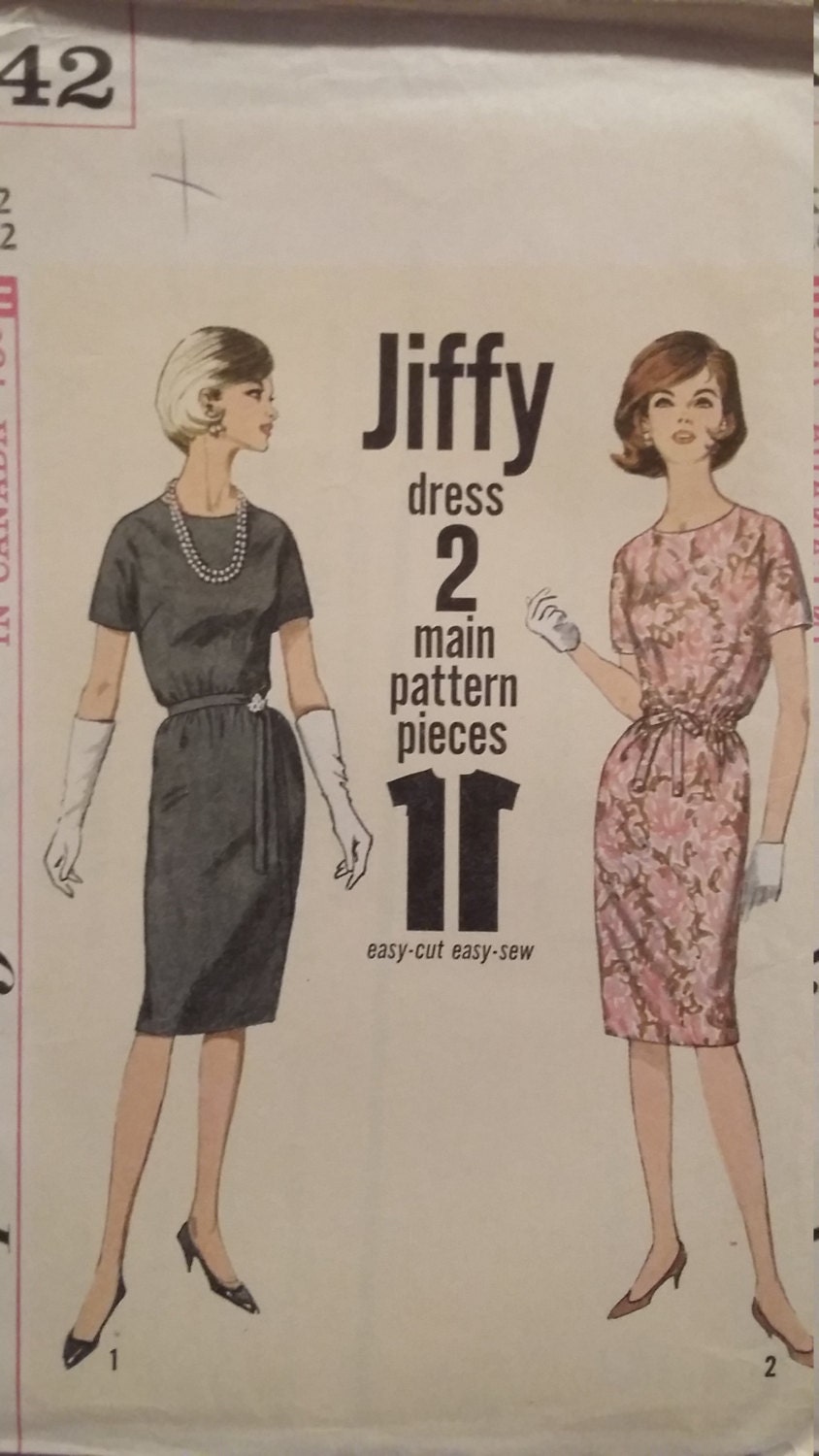 Vintage Simplicity 5542 Sewing Pattern Size 12 Jiffy One-piece
