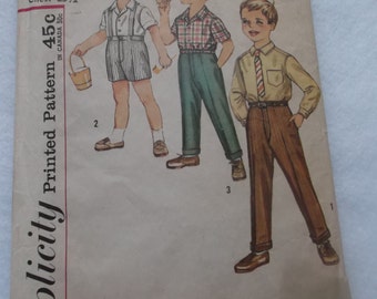 vintage années 1960 Patttern Simplicity 4533 Boys' Shirt, Shorts, and Pants Taille 5