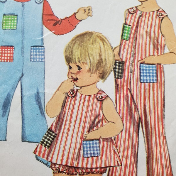 UNCUT and FF Pattern Pieces Vintage Simplicity 7041 Simplicity Sewing Pattern Size 1 Toddler Jumpsuit, One Piece Dress and Panties