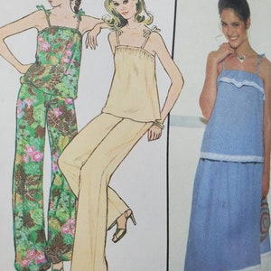 1970s Size 12 Pullover Tops,  Skirt or Pants Vintage Simplicity 8474 Sewing Pattern  70s fashions Uncut and FF pattern pieces