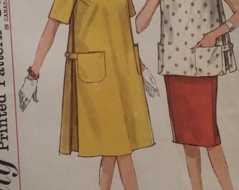 UNCUT and FF Pattern Pieces Vintage Simplicity 4827 Sewing Pattern Size 10 Maternity One-Piece Dress, Top and Skirt