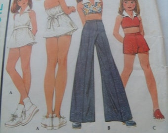 Vintage 1970s McCall's 4512 Girl's Halter Dress or Halter Top, Pants or Shorts & Bloomers