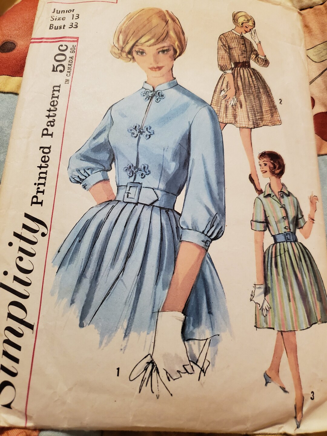 Vintage Simplicity 4010 Sewing Pattern Size 13 Bust 33 Onepiece Dress