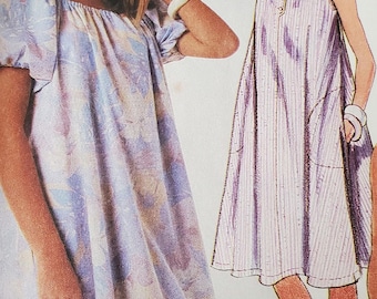 RARE UNCUT and FF Pattern Pieces 1980s Size large Pullover Ruffled skirt Dress McCalls 3735 Sewing Pattern