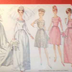UNCUT and FF Pieces Vintage Simplicity 6353 Sewing Pattern Size 10 1960s Wedding Dress with Detachable Train or Bridesmaid or Evening Dress