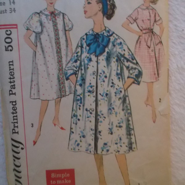 Misses' Housecoat and Flared Housedress Size 14 Bust 34 All 8 Pieces Sewing Pattern 3230 "Simple to Make"