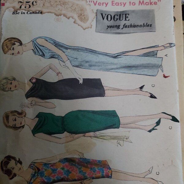 Vogue 5727 sewing pattern Vogue young fashionable size 18 sheath evening dress sleeveless most  uncut and FF pattern pieces